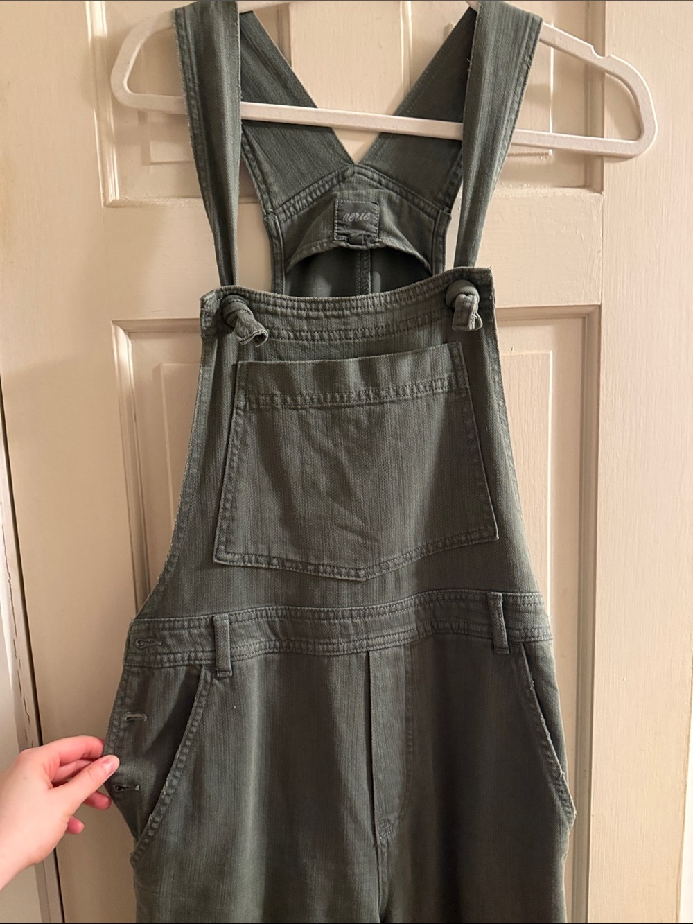 Women's Olive Green Wide-Leg Overalls - Picture 3 of 3